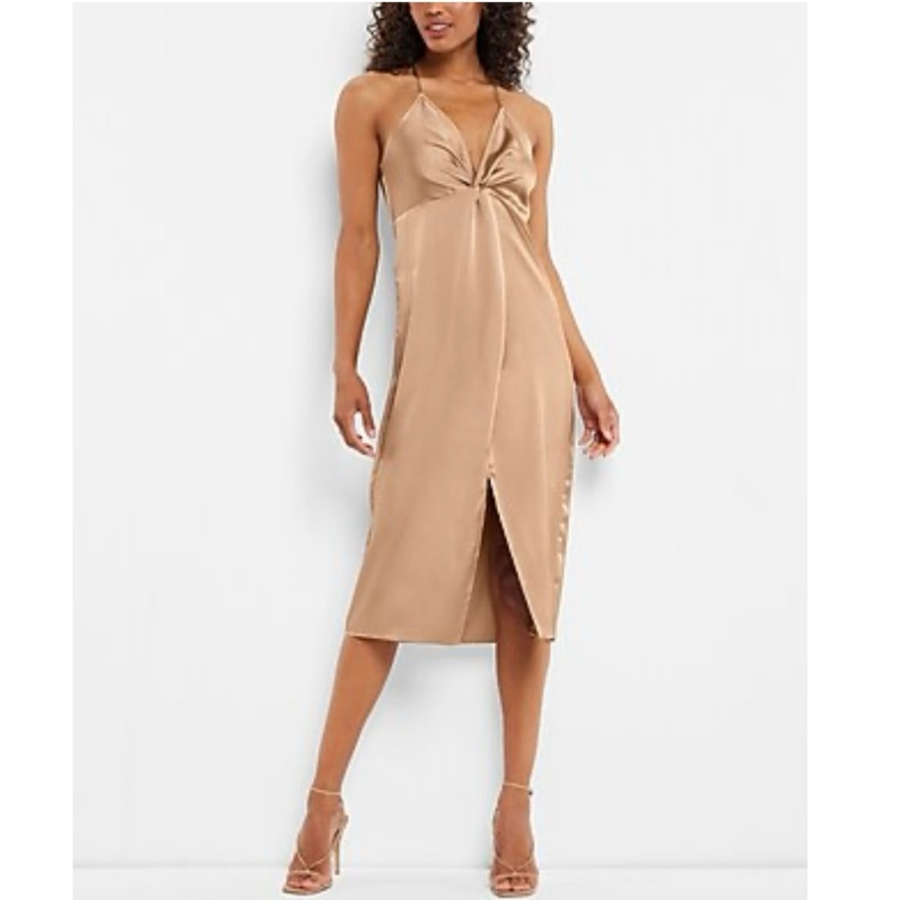 Express Tan Twist Front Dress
